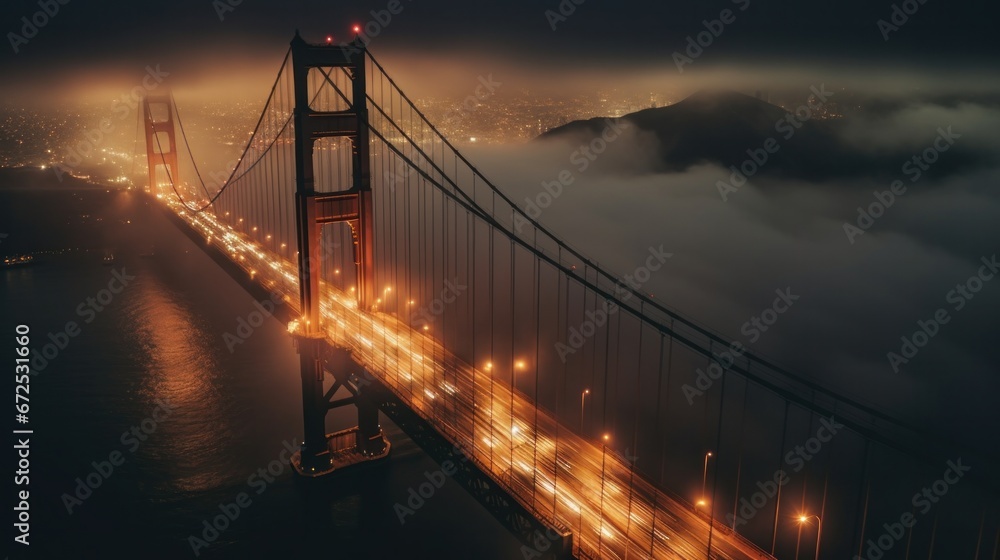 Obraz premium Golden Gate Bridge in San Francisco, California, USA at foggy morning.