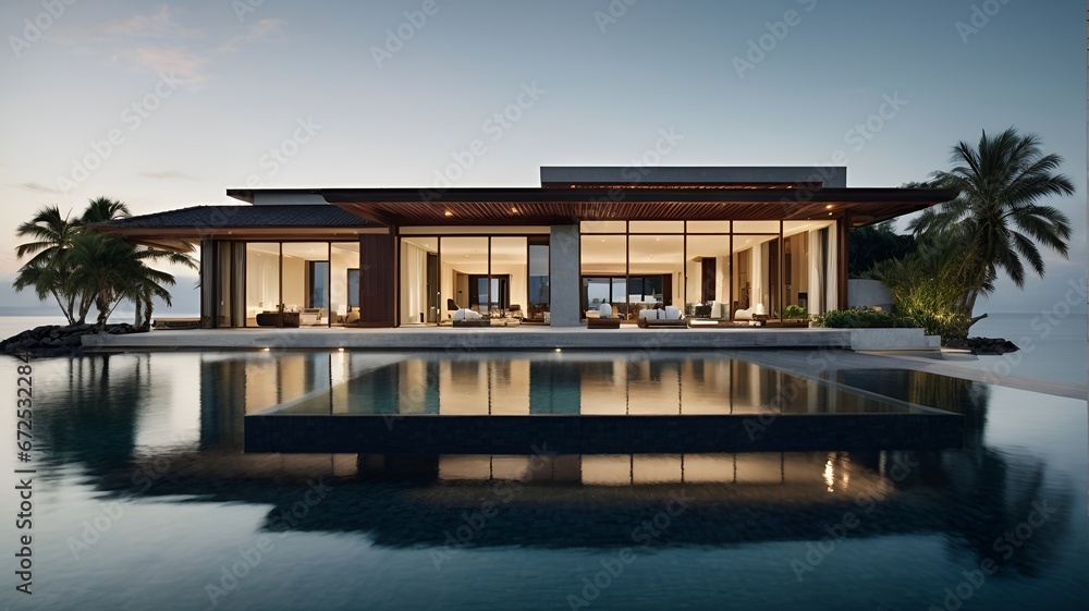 Tranquil Waterside Luxury Villa: Expansive Open Design and Picturesque Waterfront Views Tranquil Waterside Luxury Villa: Expansive Open Design and Picturesque Waterfront Views