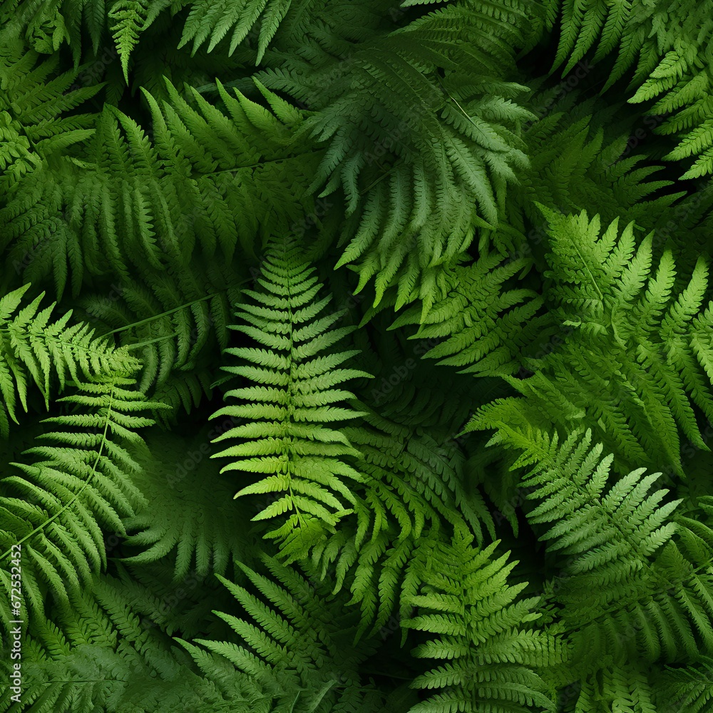 AI generated illustration of a green fern background for wallpapers