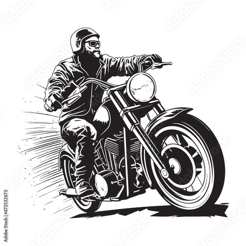bikers riding a motorcycle skull riding a motorcycle.vector hand drawing,Shirt designs, biker, disk jockey, gentleman, barber and many others	