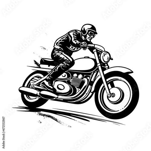 bikers riding a motorcycle skull riding a motorcycle.vector hand drawing,Shirt designs, biker, disk jockey, gentleman, barber and many others	