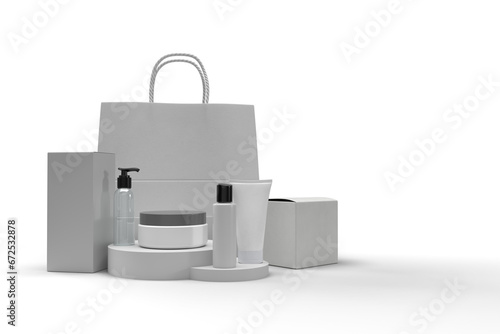 Cosmetic mockup set 3d render with isolated on white background 