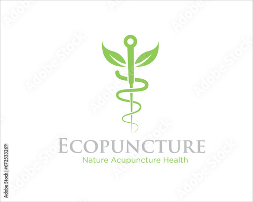 acupuncture leaf herbal medicine and traditional chine logo