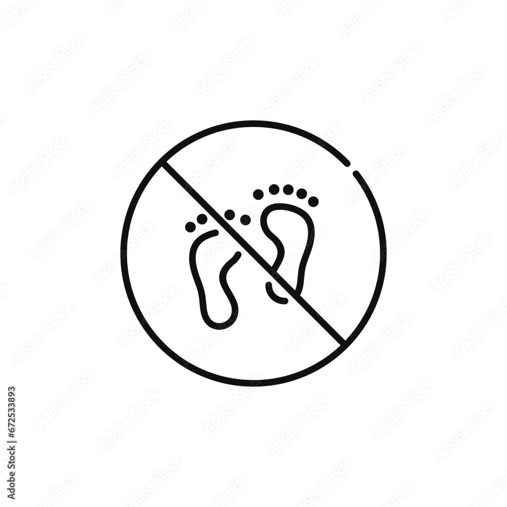 Do not step line icon symbol isolated on white background. No foot step allowed line icon symbol Do not step line icon symbol isolated on white background. No foot step allowed line icon symbol