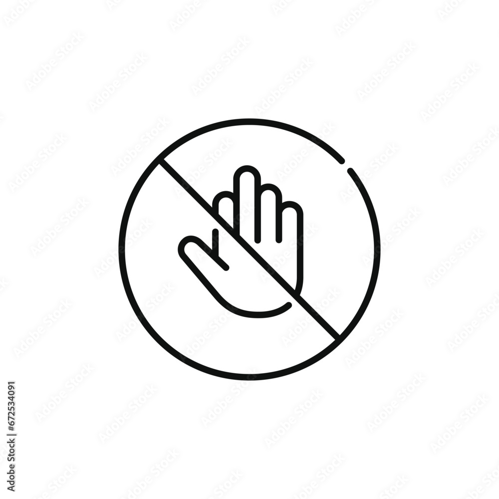 Hand stop line icon sign symbol isolated on white background Hand stop line icon sign symbol isolated on white background