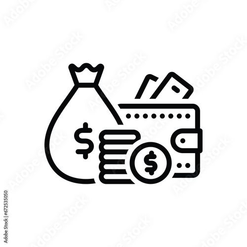 Black line icon for dividend  