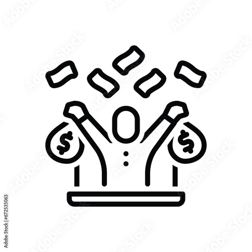 Black line icon for earning 