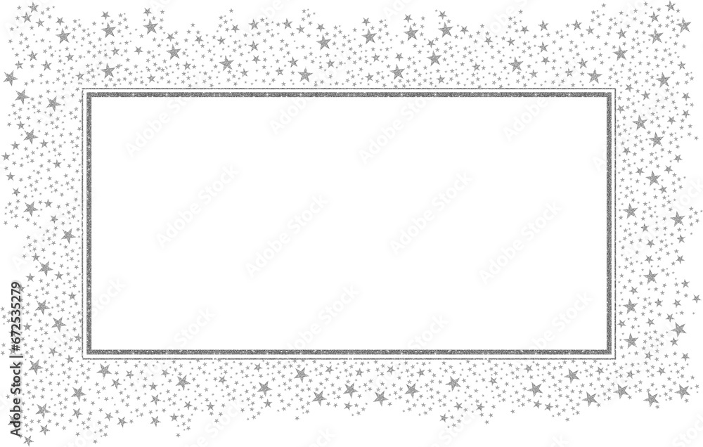 white silver Square Frame with Sparkle Glitter Stars 10