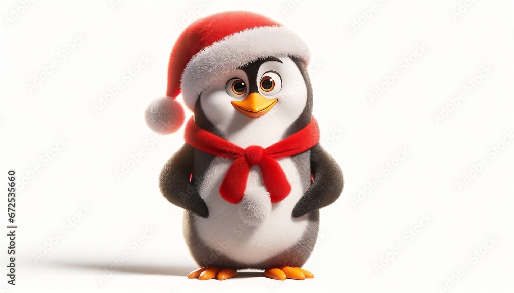 Fototapeta premium penguin wearing santa hat and suit