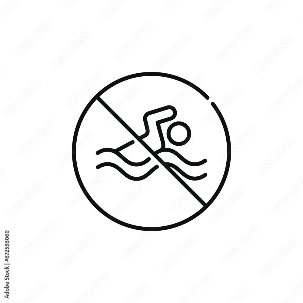 No swimming line icon symbol isolated on white background No swimming line icon symbol isolated on white background