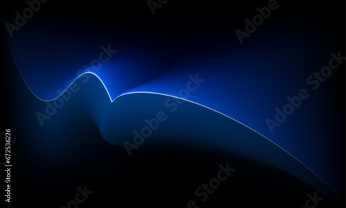  Blue black gradient abstract background with blue wavy line as highlights ornament