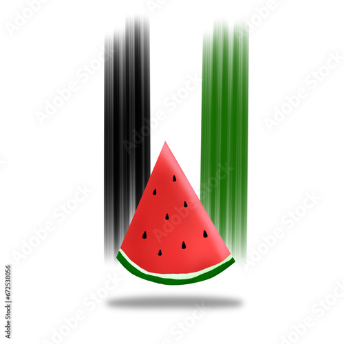 Illustration of a watermelon with a flag, a sign of the spirit of independence for a country