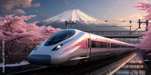Future Shinkansen with Fuji backround
