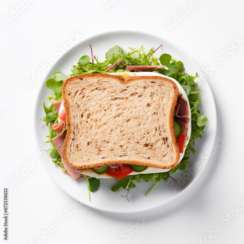 sandwich with ham and vegetables