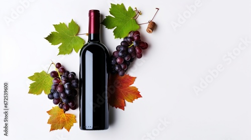red wine bottle and grapes