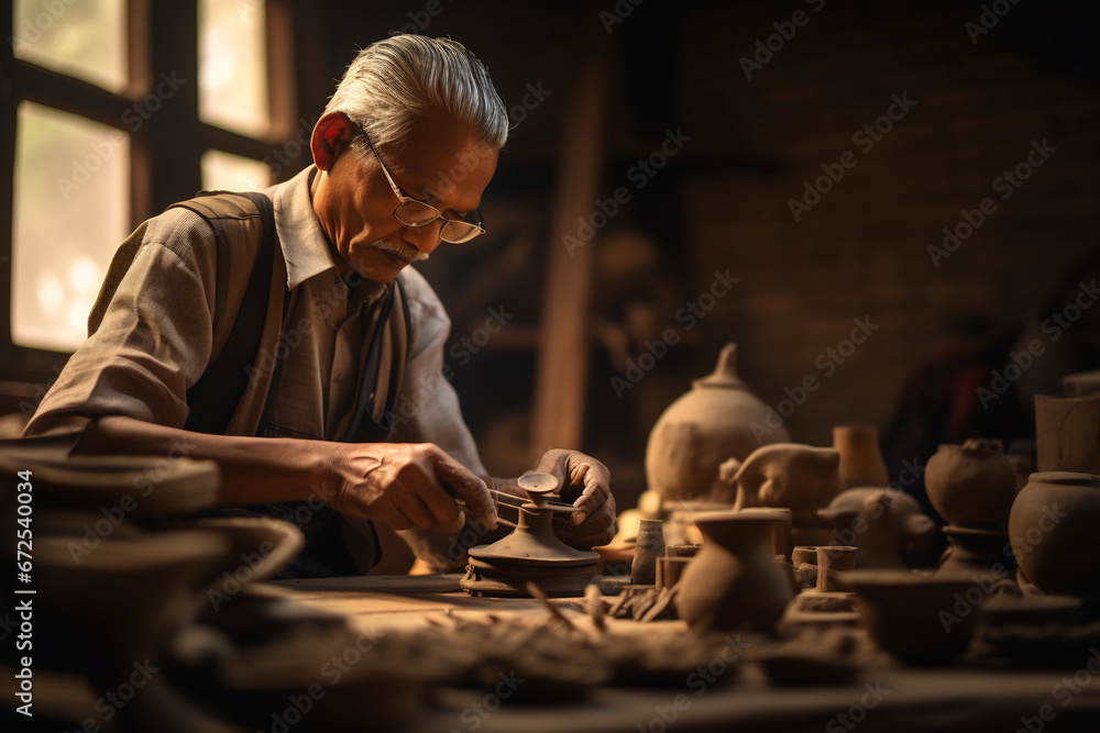 Talented traditional craftsmen are making handicrafts Talented traditional craftsmen are making handicrafts