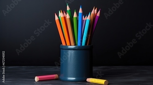 Back to School Concept Color Pencils on the table