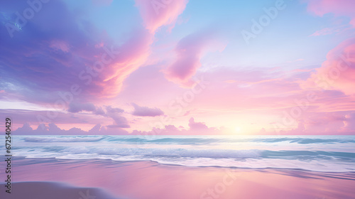 Beautiful Sunset on the Beach. Sunrise over water © Kitipong