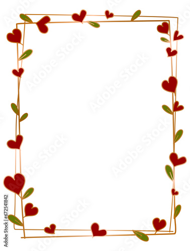 Heart circle wreat frames ,Romantic frames in circle , Round frame with heart pattern design, Valentine's Day copper line , decorative frame element , png transparent background illustration