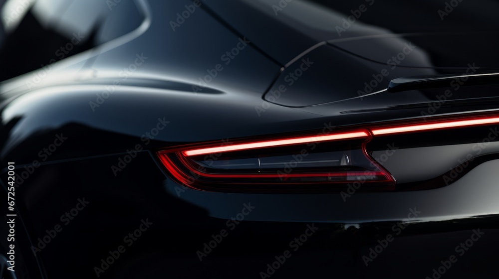 Generative AI image of a High luxury close-up shoot of black Porsche taycan Rear