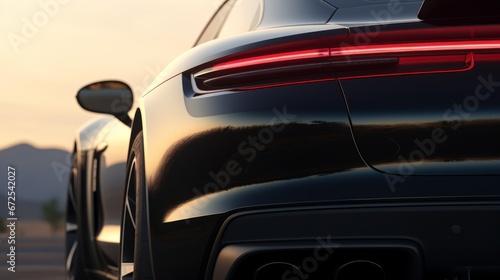 Generative AI image of a High luxury close-up shoot of black Porsche Taycen Rear