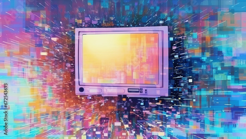 Pixel glitch  Futuristic  post-apocalyptic cyberpunk error backdrop.generative ai