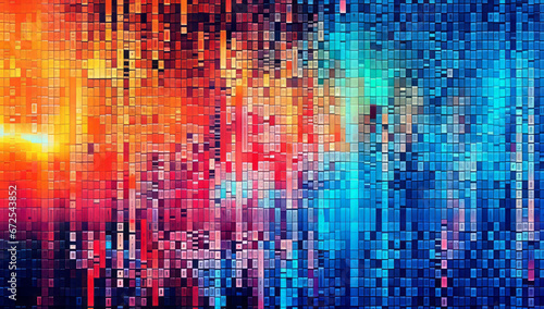 Wallpaper Mural Pixel glitch: Futuristic, post-apocalyptic cyberpunk error backdrop.generative ai Torontodigital.ca