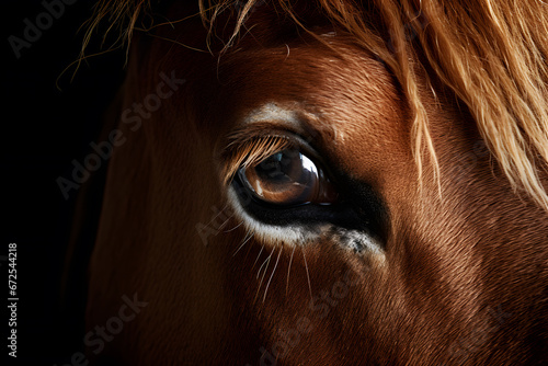 Close up of eye of chesnut colored horse