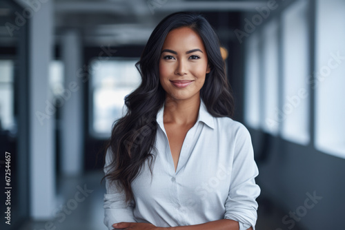 Smiling business woman looking at the camera