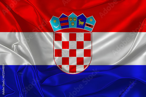 Waving silk flag of Croatia 