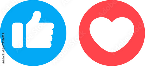 thumb and heart icon vector. like button