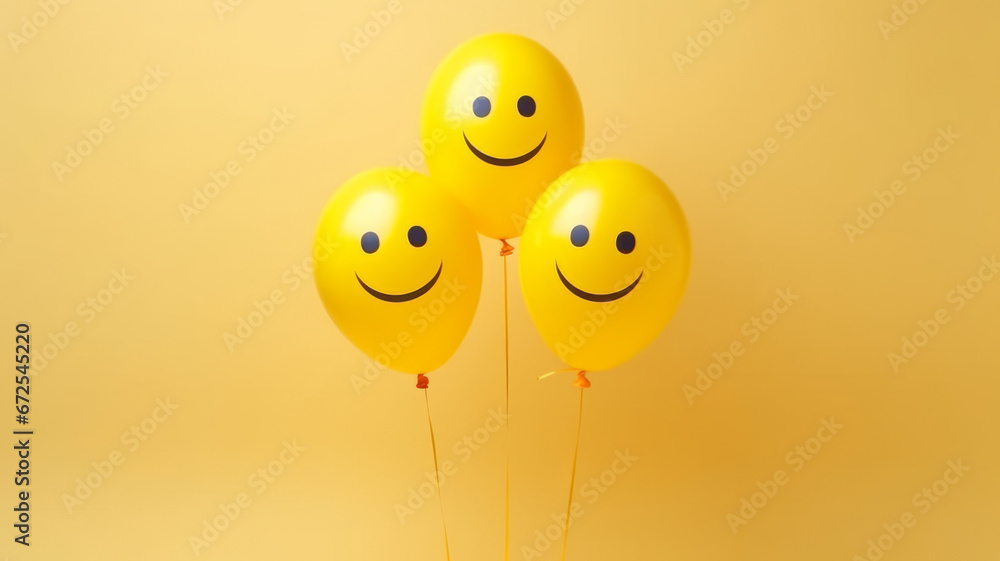 Fototapeta premium Happy family emotion with emoji balloons.generative ai