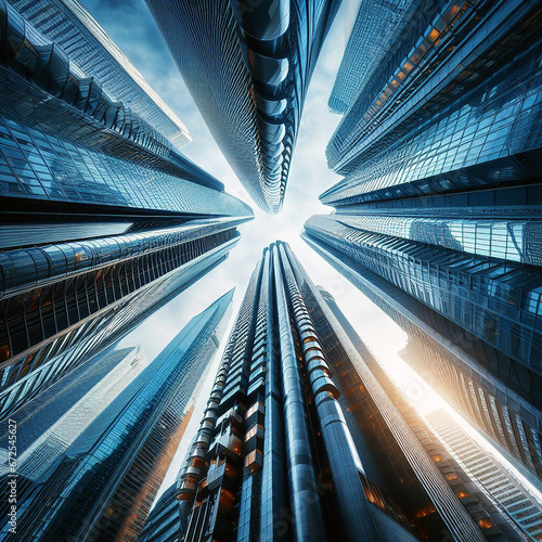 photo skyscrapers from a low angle view