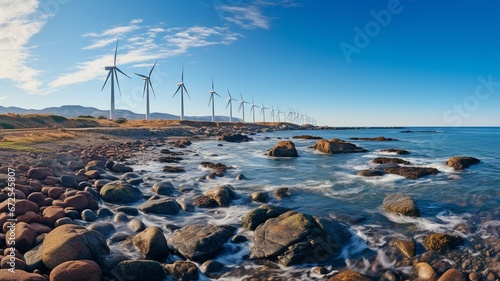 Utilising the power of the wind, offshore wind turbine farms generate electricity. .