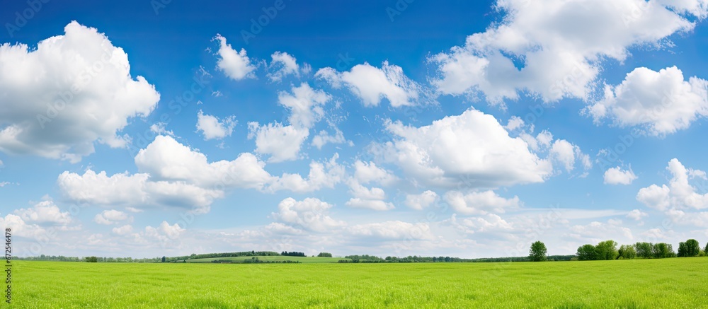 The scenery in summer is delightful with clear blue skies adorned by fluffy white clouds complementing the lush green nature surroundings