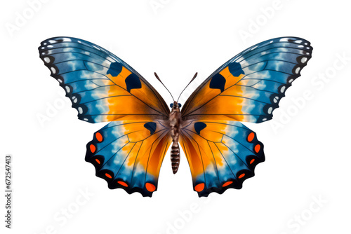 Mariposa de colores vibrante en fondo transparente.