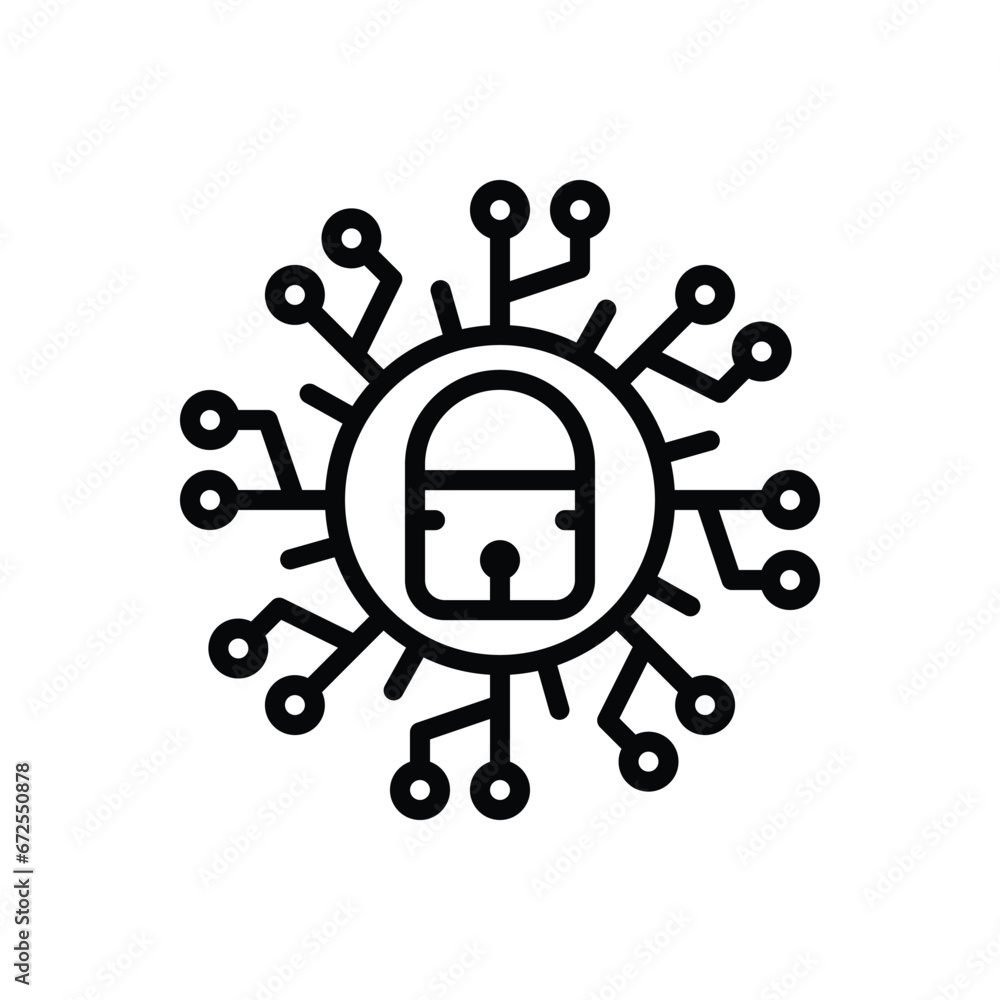 Black line icon for cyber security 
