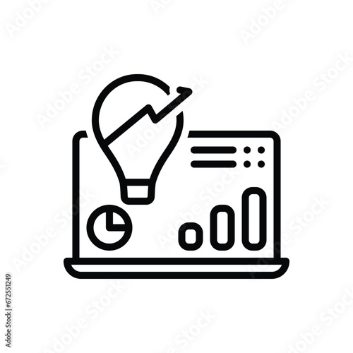 Black line icon for insights from 