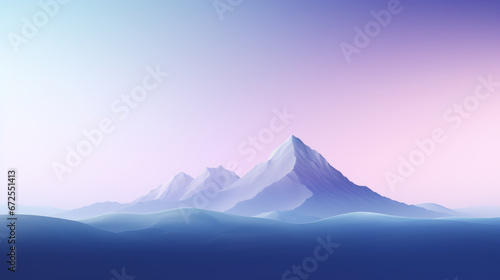 A stunning minimalist background of  mountain against a gradient sky  with a subtle texture adding depth. The color palette is blue and purple