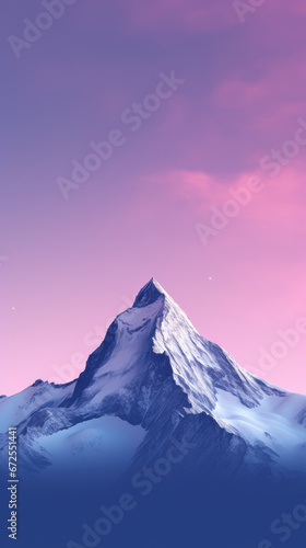 A stunning minimalist background of  mountain against a gradient sky, with a subtle texture adding depth. The color palette is blue and purple