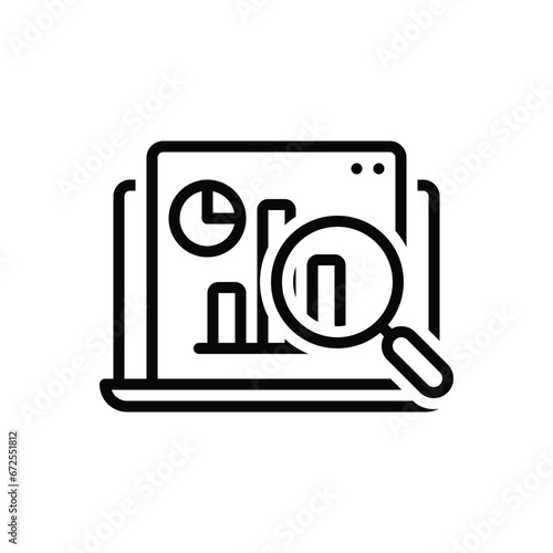 Black line icon for research 