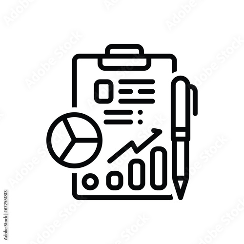 Black line icon for report 
