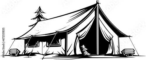 Hand-drawn Camping Tent Vintage Outline Icon