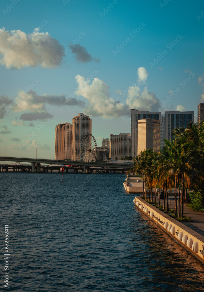 city skyline views downtown miami Florida morning