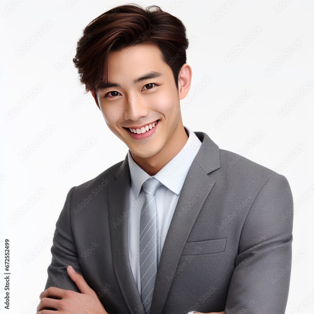 Happy Asian man business look isolate on white background Happy Asian man business look isolate on white background