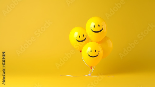 Happy family emotion with emoji balloons.