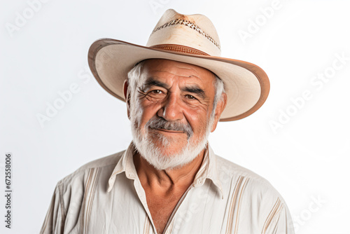 a man with a hat and a white shirt