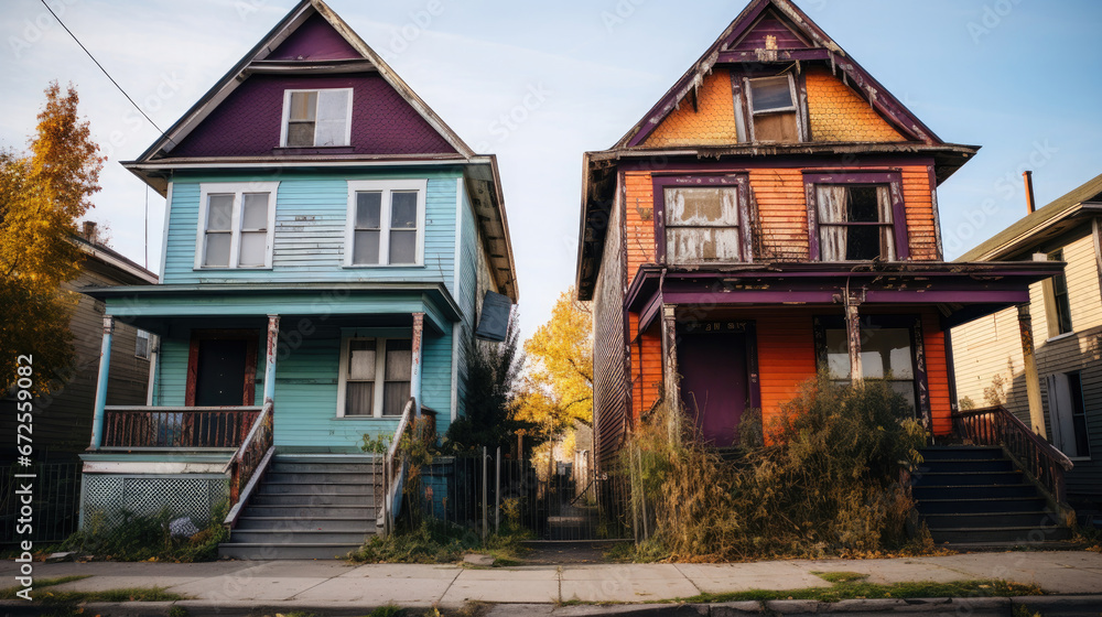 A Low-Angle Shot Of Two Identical Houses Side , Background Image, Hd A Low-Angle Shot Of Two Identical Houses Side , Background Image, Hd