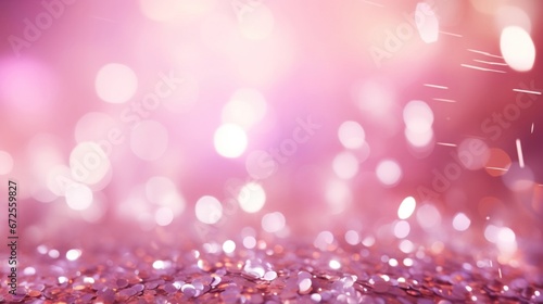 Glittery background with pink glitter and blurred abstract lights