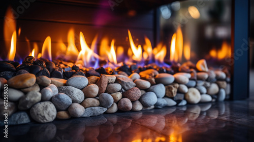 Close up of a modern fire in a fireplace